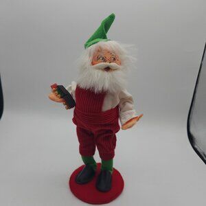 Annalee Felt Doll Santa holding toy train 11" Tall